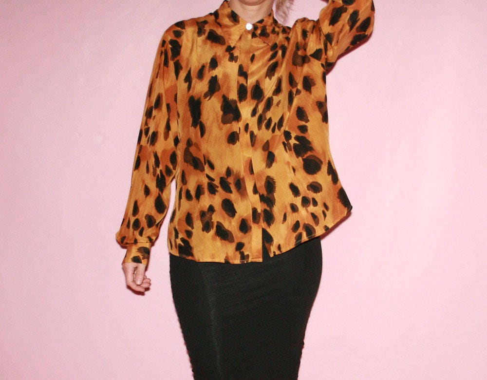 Silk Blouse, Black and yellow