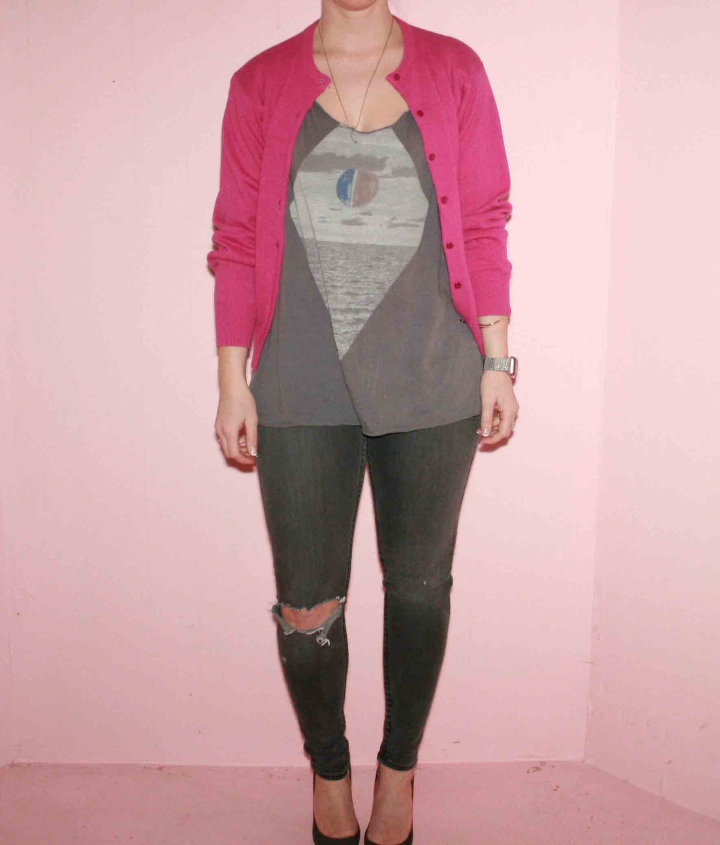Vintage Pink Cardigan Sweater