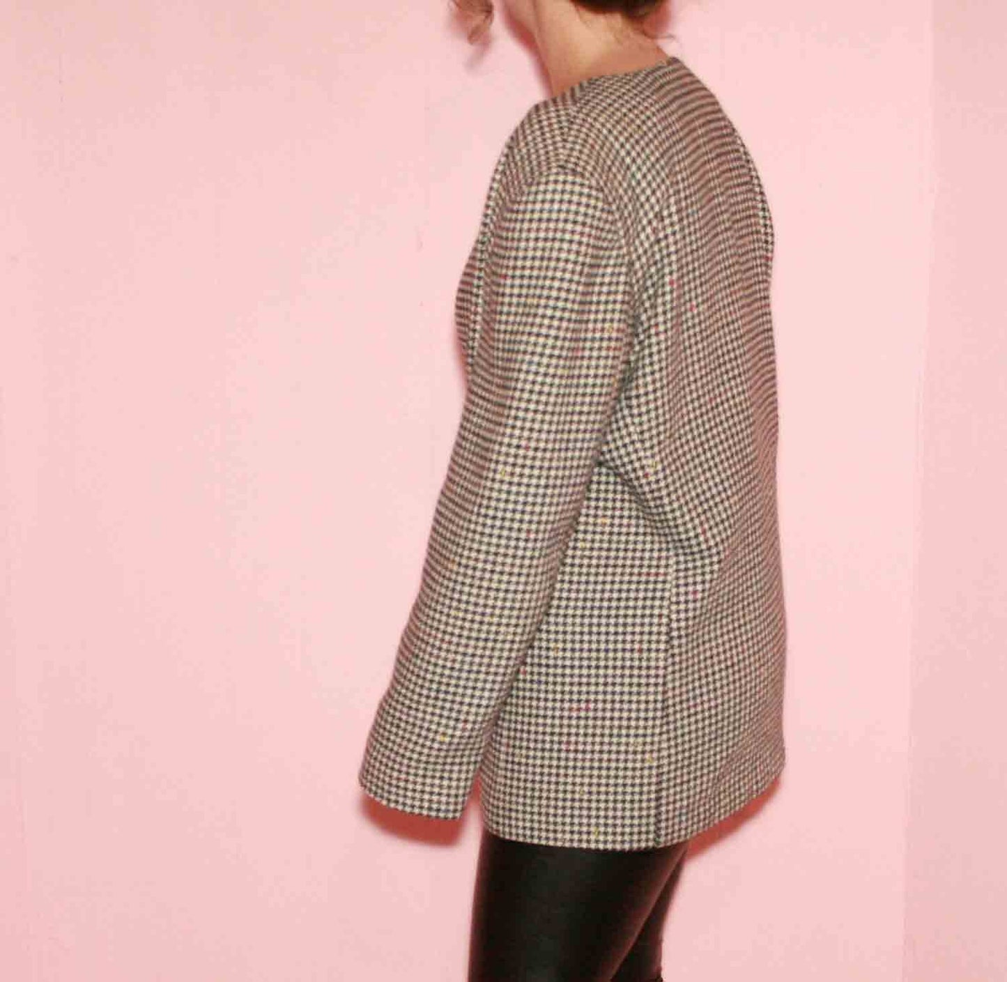 Herringbone boyfriend blazer