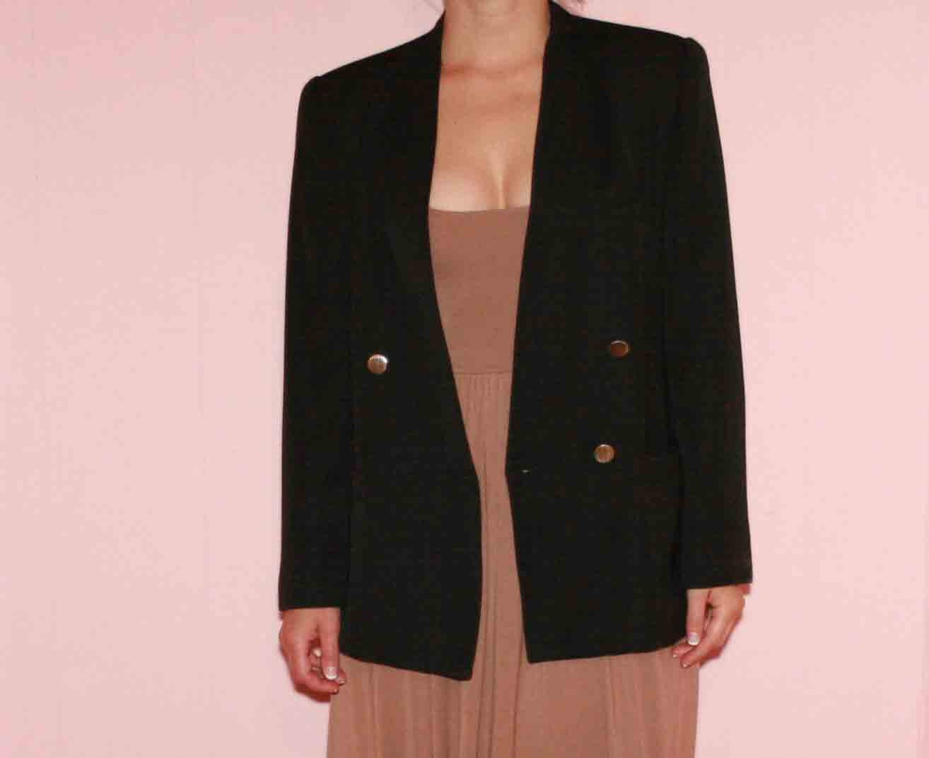 Black Blazer with Gold Detail