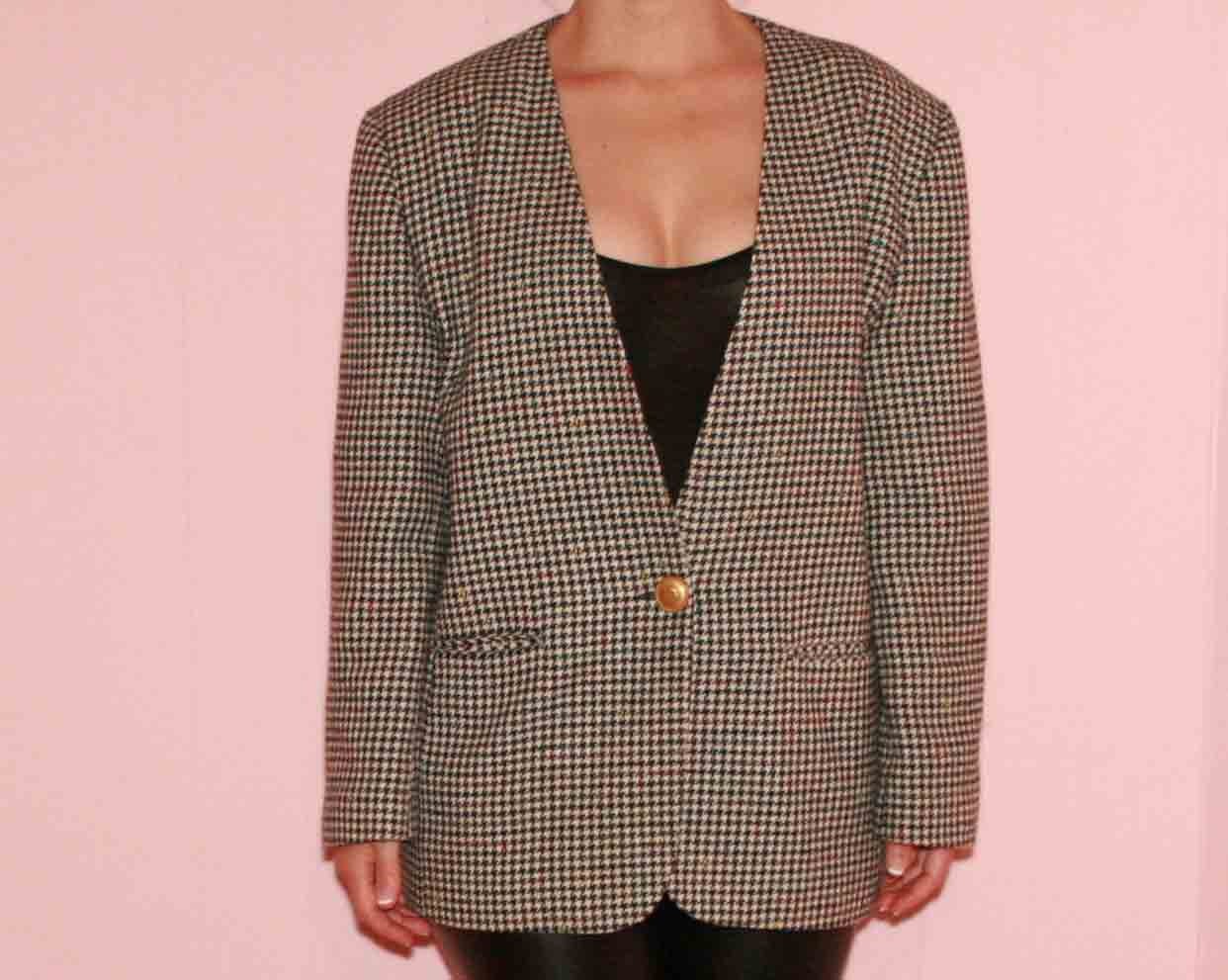 Herringbone boyfriend blazer