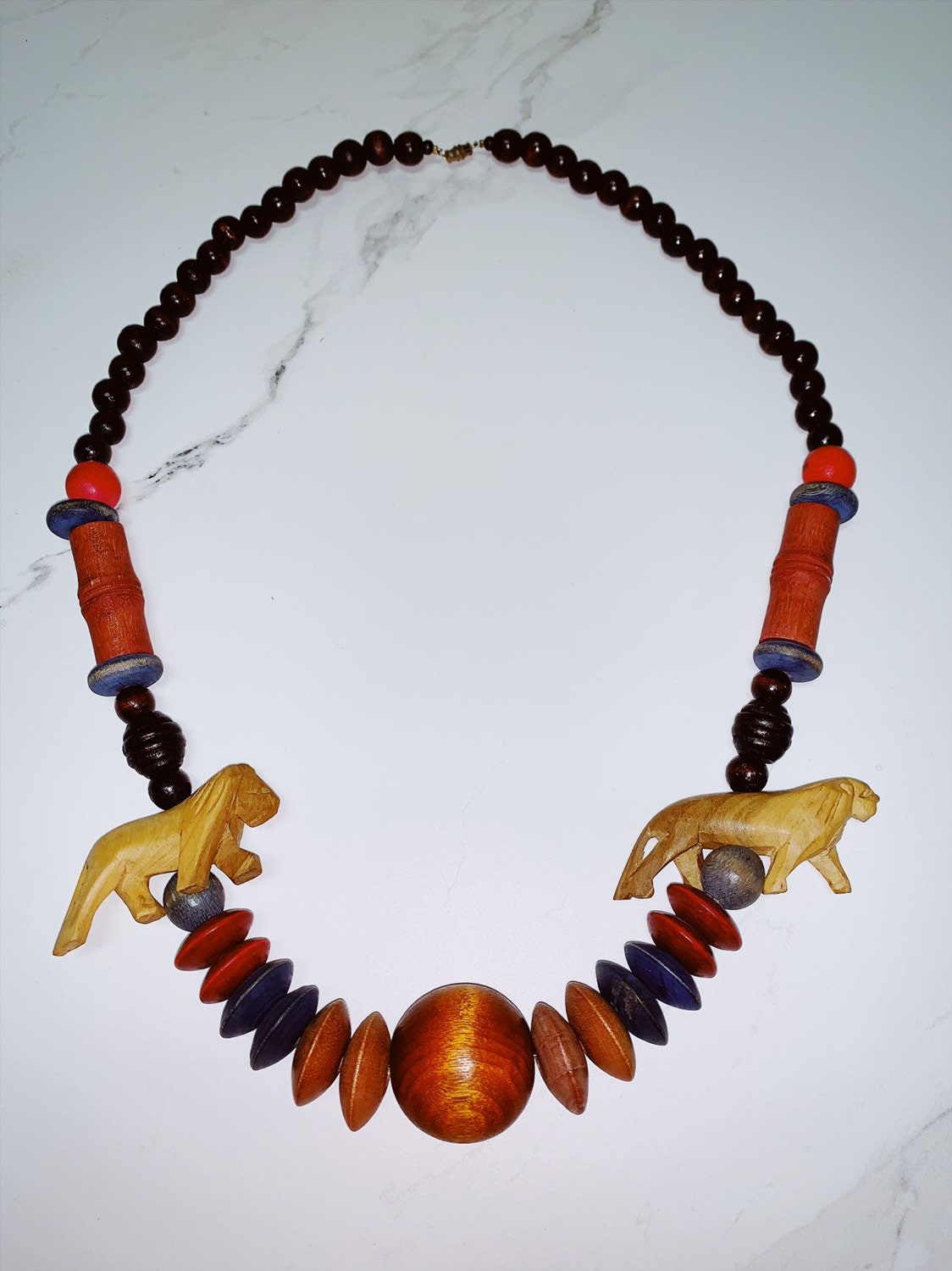 Vintage wood beaded necklace
