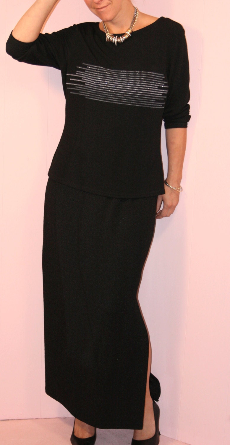 Black Dress/ Two Piece/ Sparkle/ Size 13/14