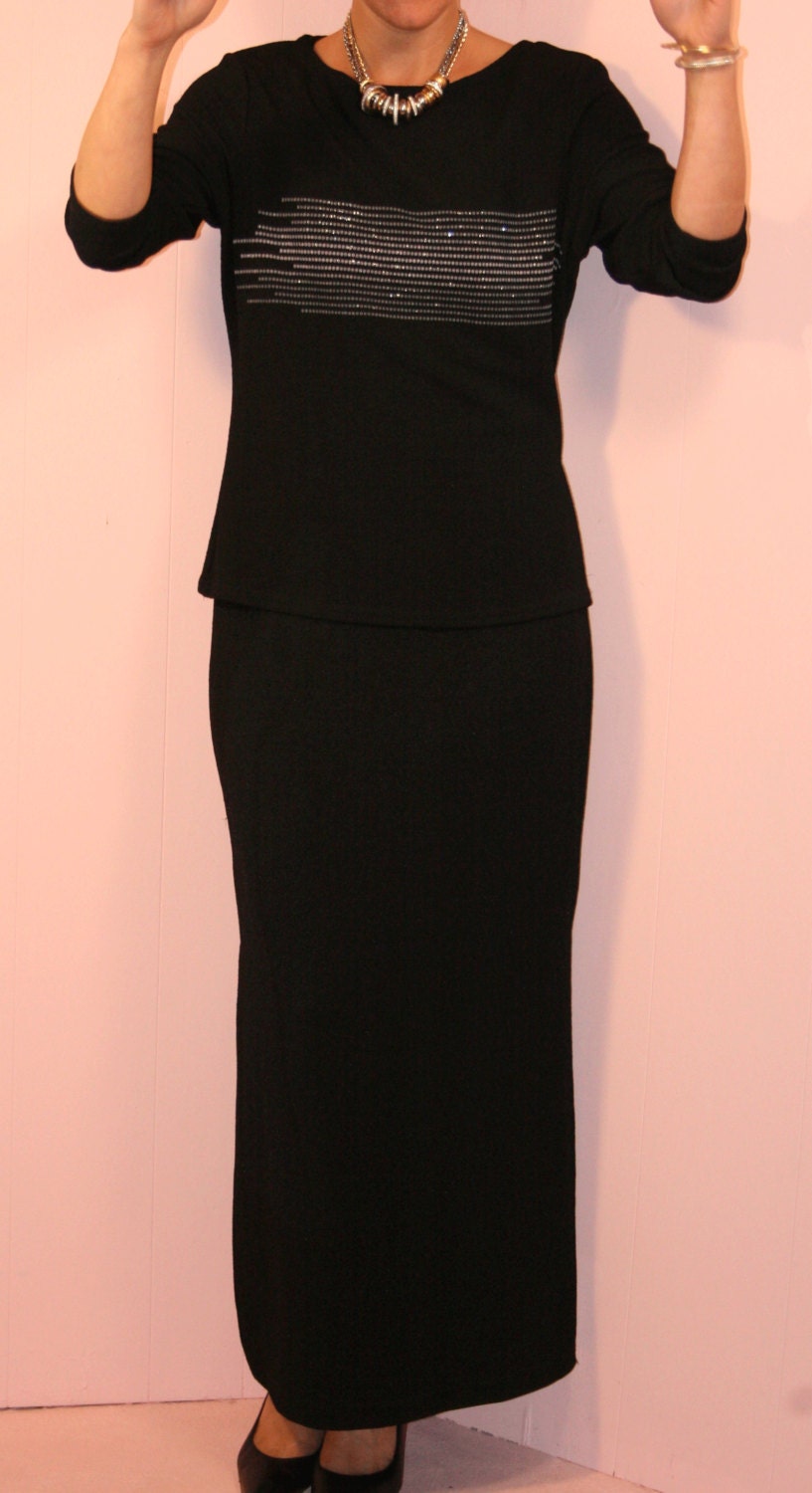 Black Dress/ Two Piece/ Sparkle/ Size 13/14