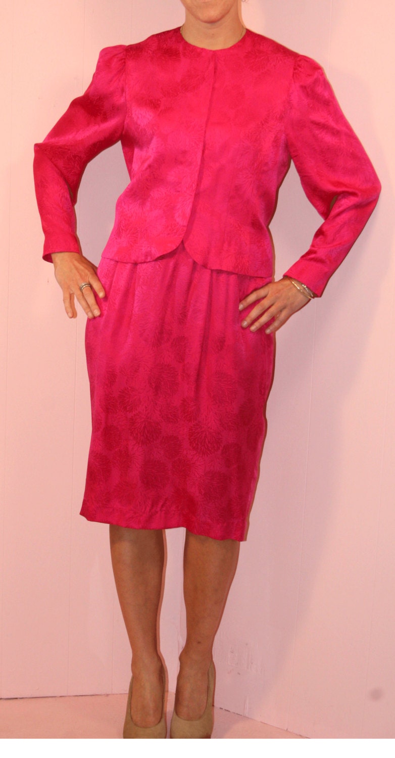 Silk Dress/ Suit/ HOT PINK/ Nordstrom/ Size 10 petite