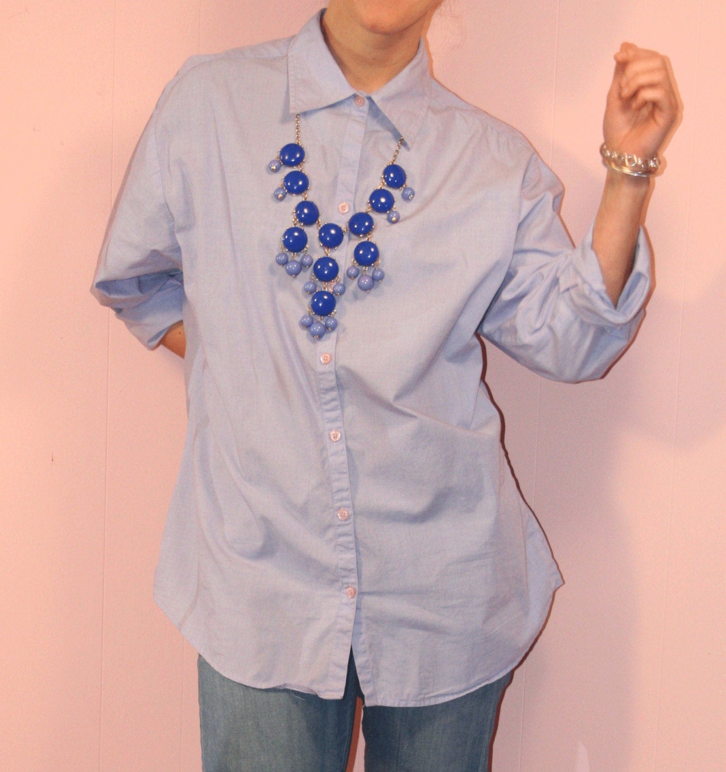 Oxford Blouse/Oversized/Purple/Large