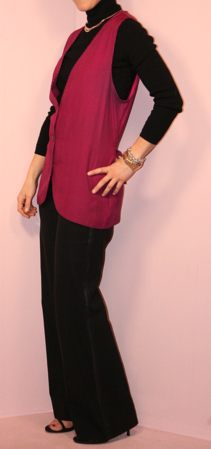 Striped Vest/Hot Pink/ 1990s/Small