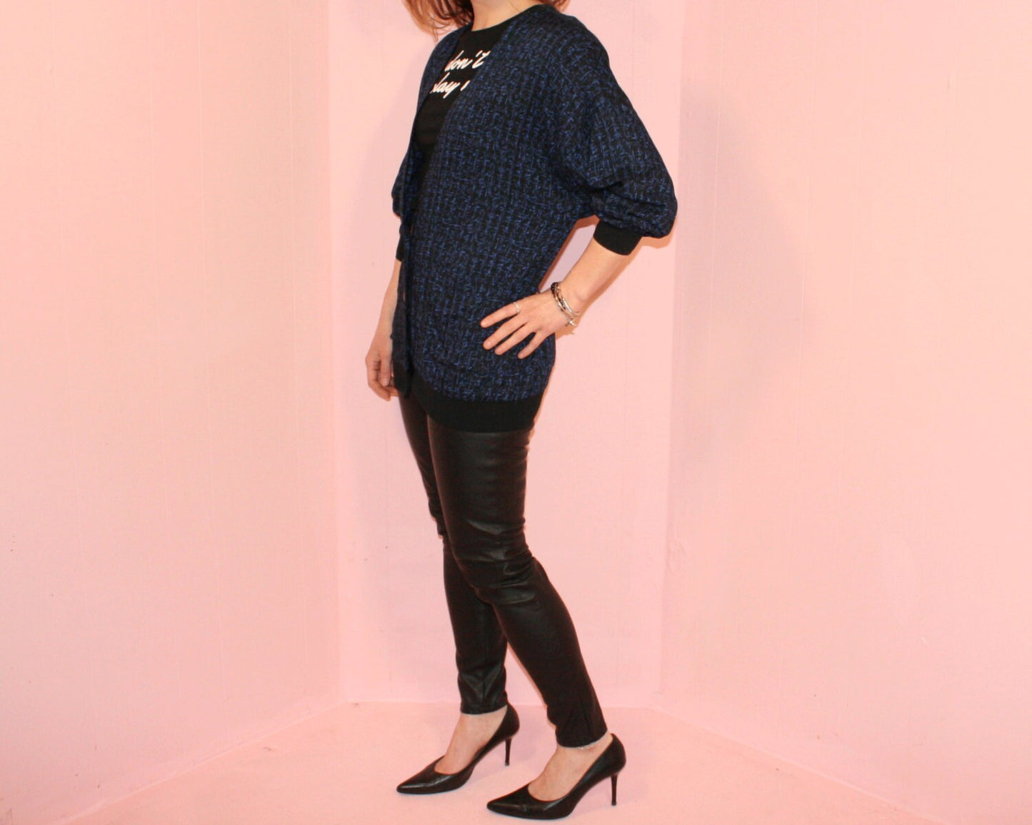 Graphic Cardigan/Navy/ Oversized/ Small