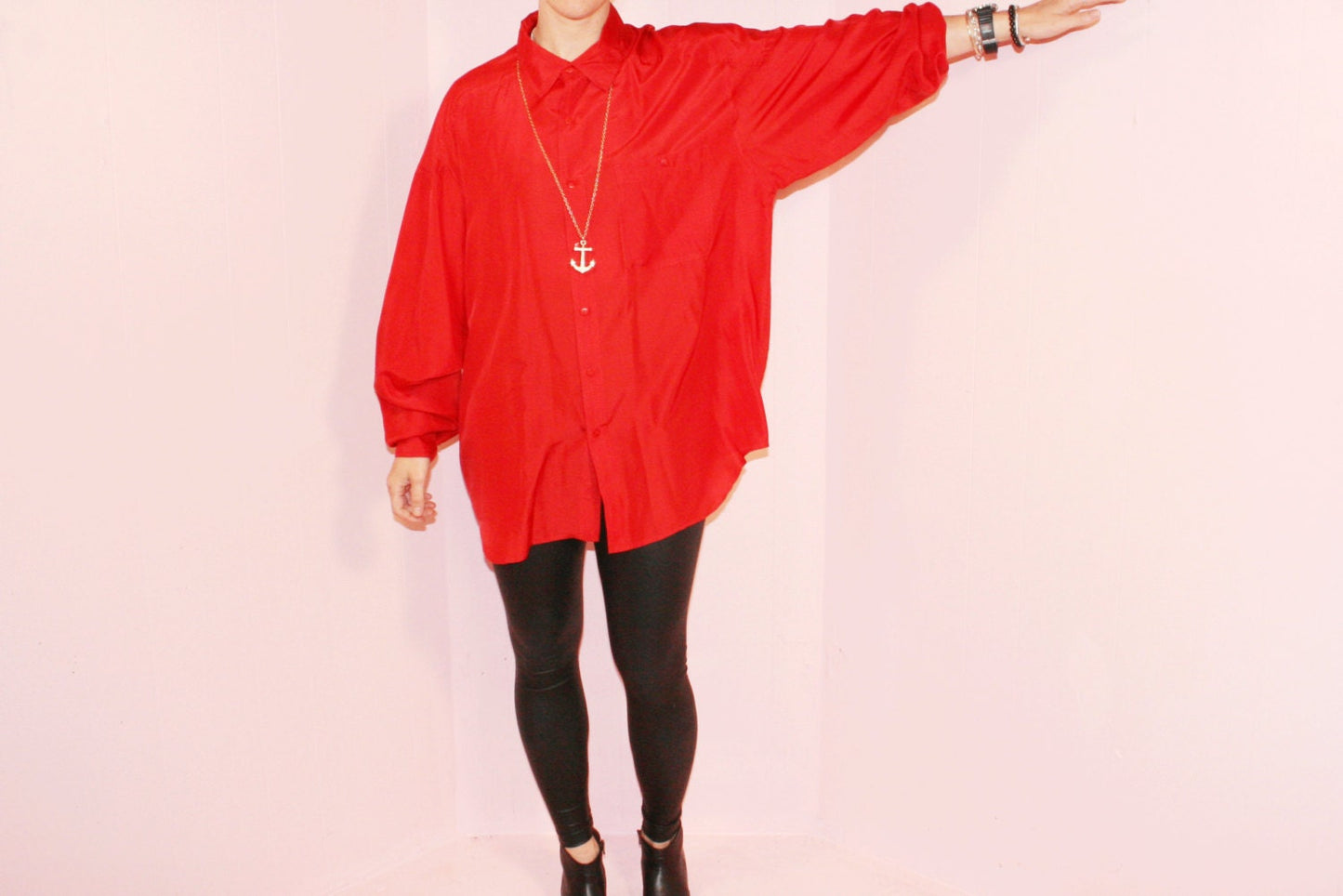 Silk Blouse/ Oversized/ Size Large