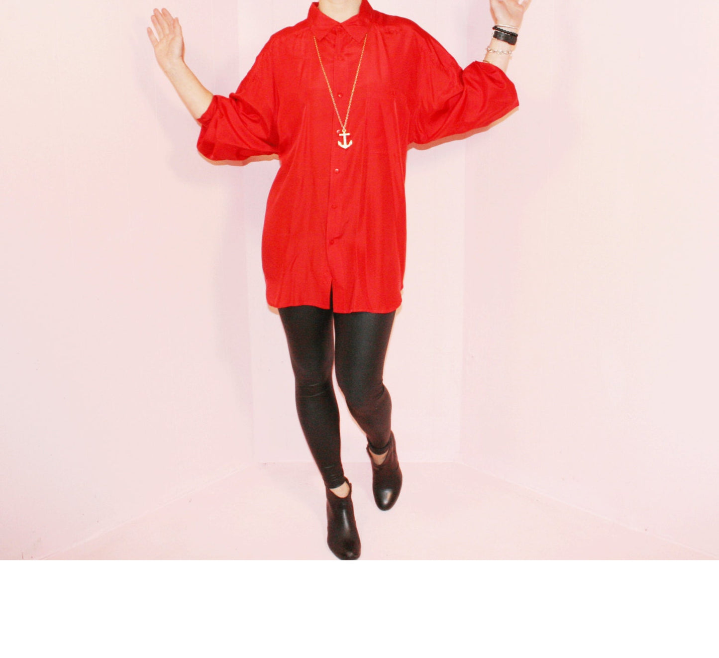Silk Blouse/ Oversized/ Size Large