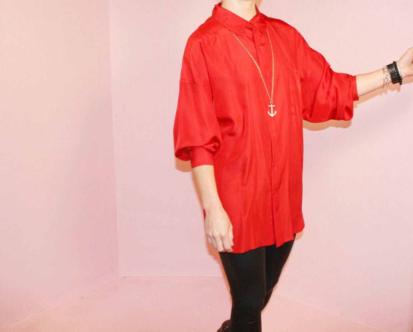 Silk Blouse/ Oversized/ Size Large