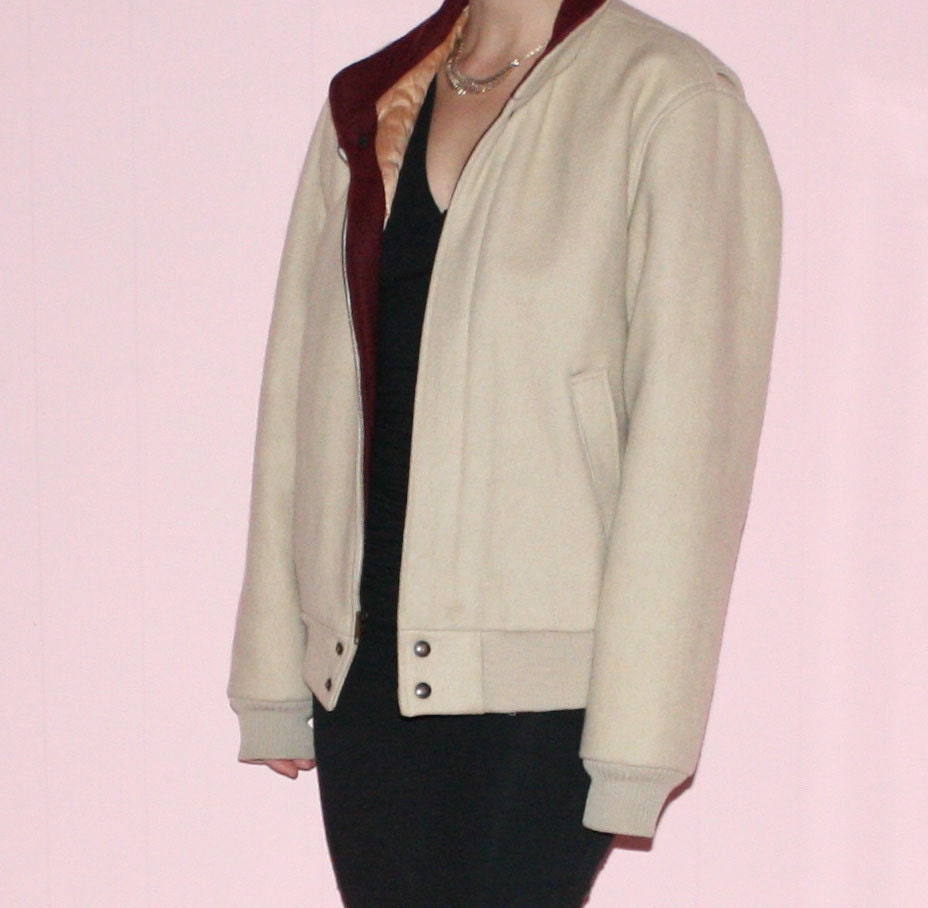 Camel Bomber Jacket/ 100% Wool/1990s/ Size 40