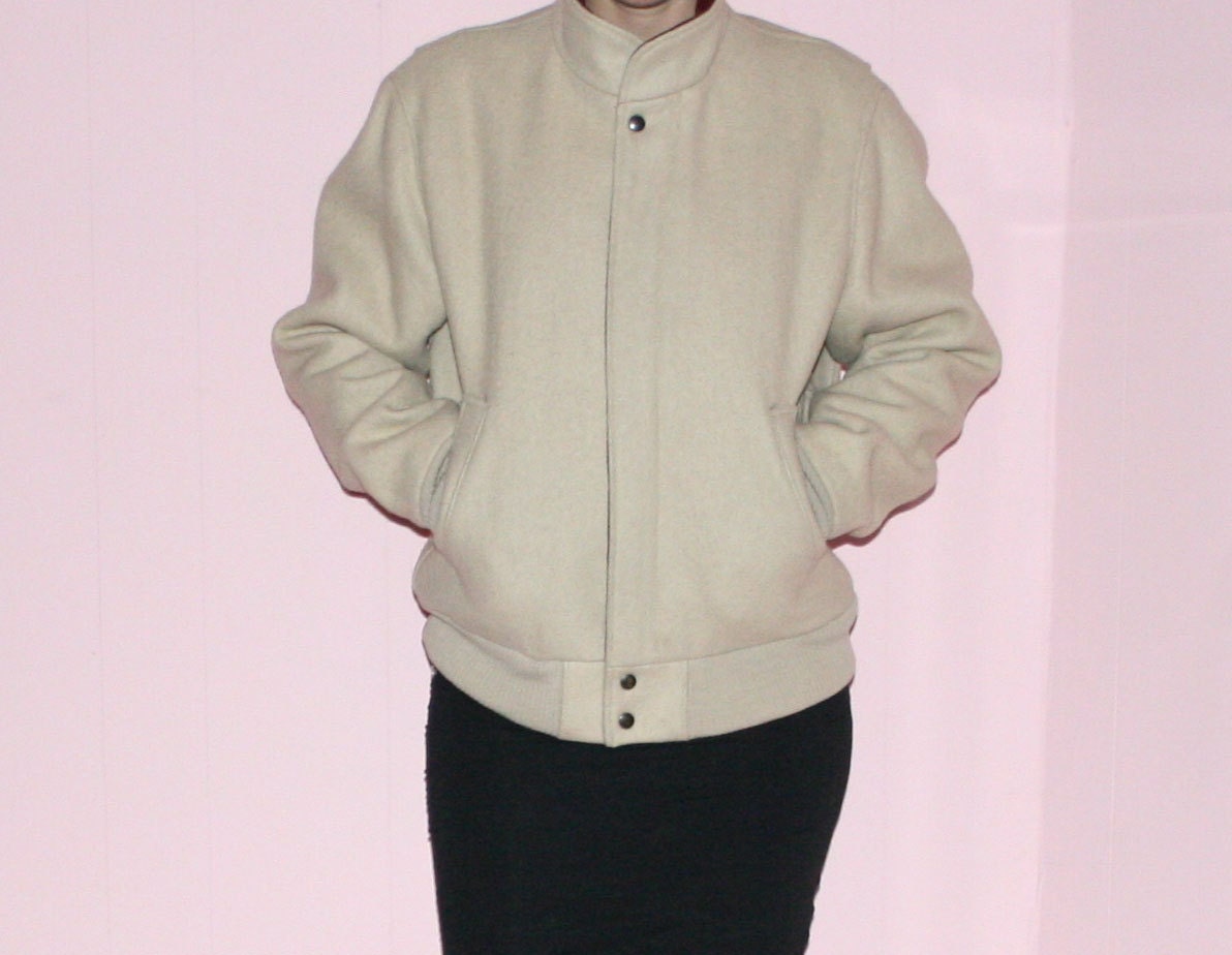 Camel Bomber Jacket/ 100% Wool/1990s/ Size 40