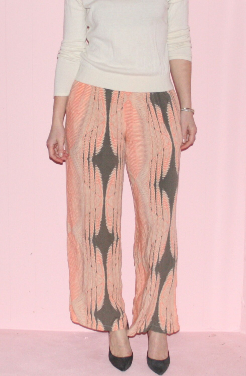 Cropped Pants/ Beach Print/ Tropical/Medium