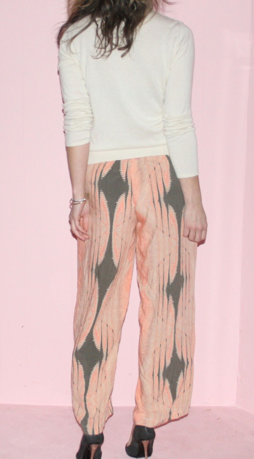 Cropped Pants/ Beach Print/ Tropical/Medium