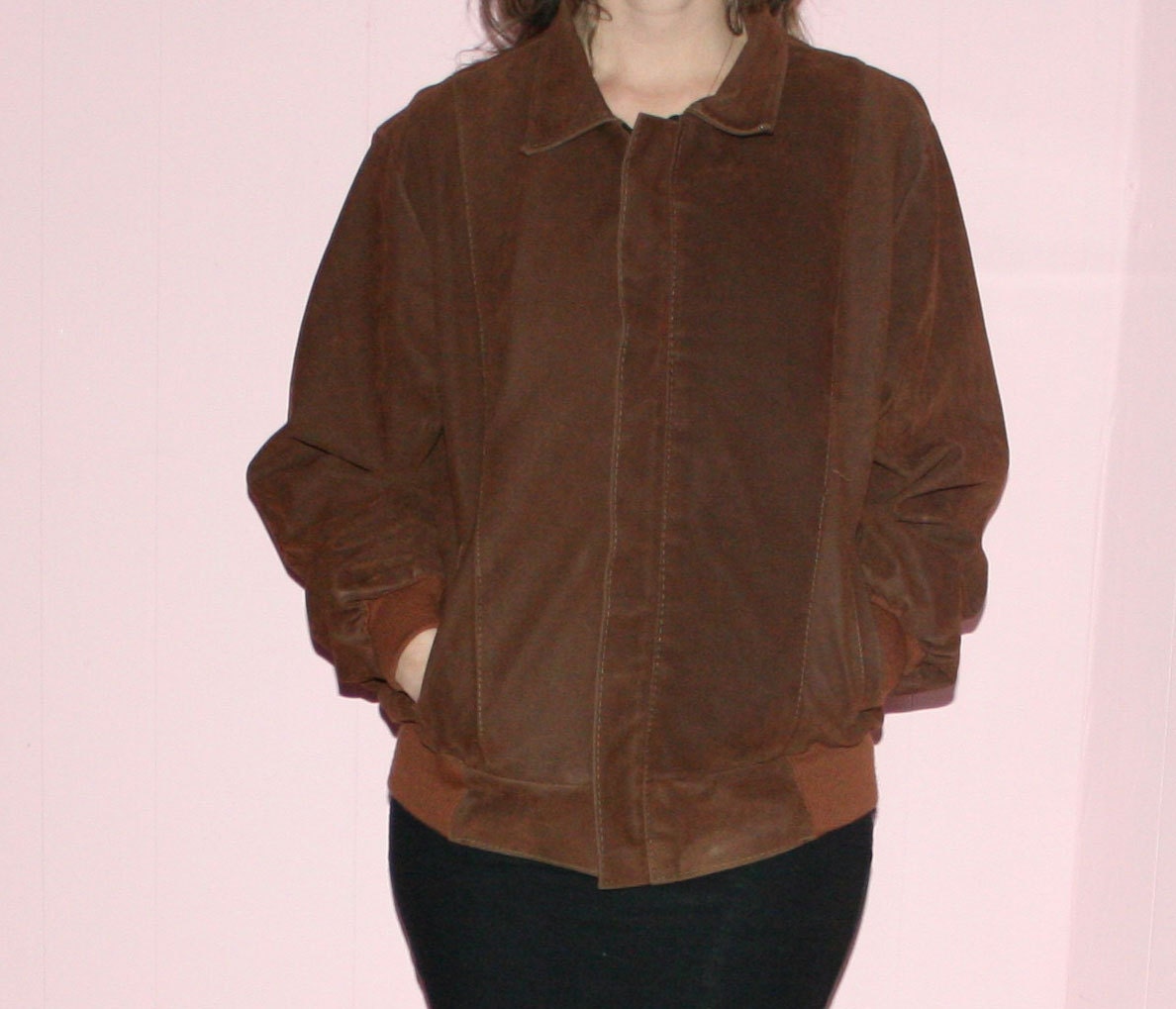 Suede Jacket/Vintage Italian/ Brown Bomber