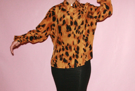 Silk Blouse, Black and yellow
