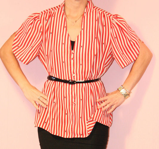 Red Striped Blouse/ Candy Cane/ Chaus /Size Large