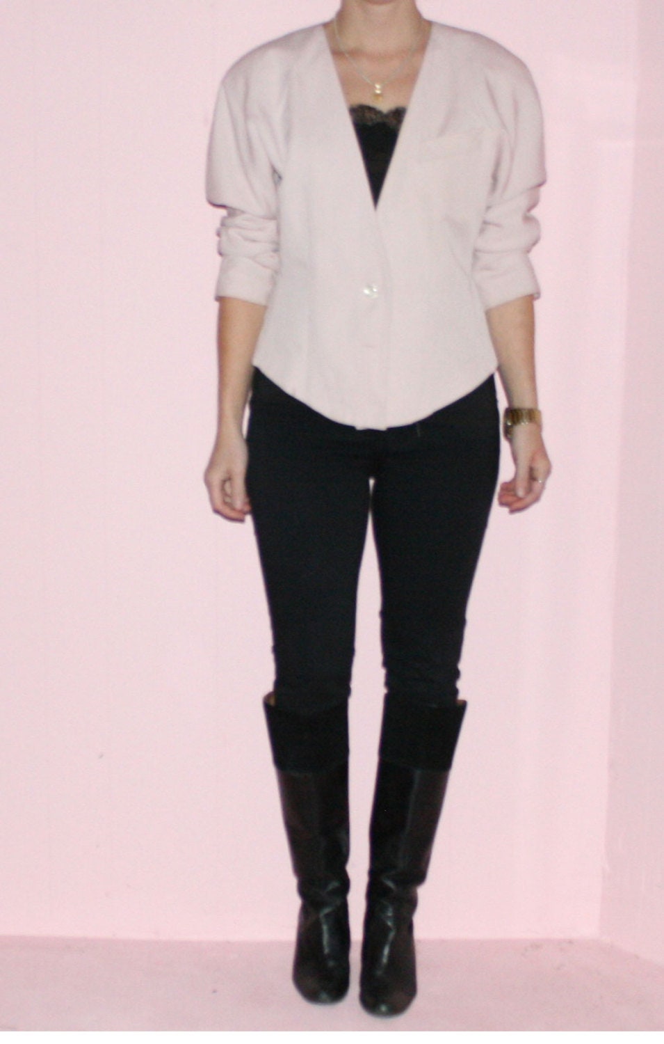 Pink Jacket/ Cropped Bazer/ Small