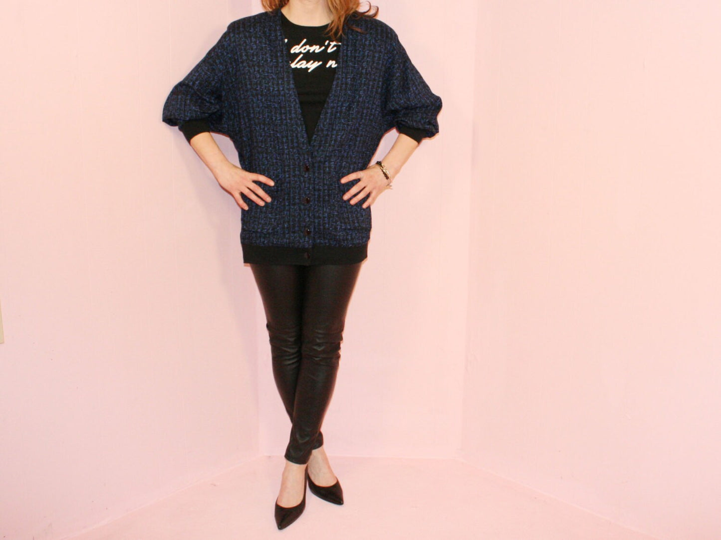 Graphic Cardigan/Navy/ Oversized/ Small