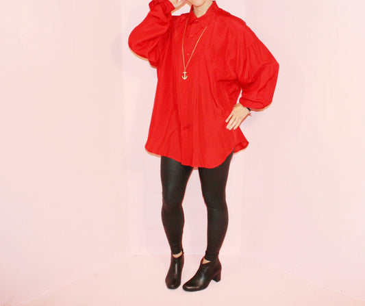 Silk Blouse/ Oversized/ Size Large