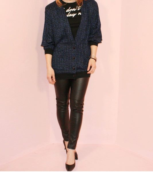 Graphic Cardigan/Navy/ Oversized/ Small