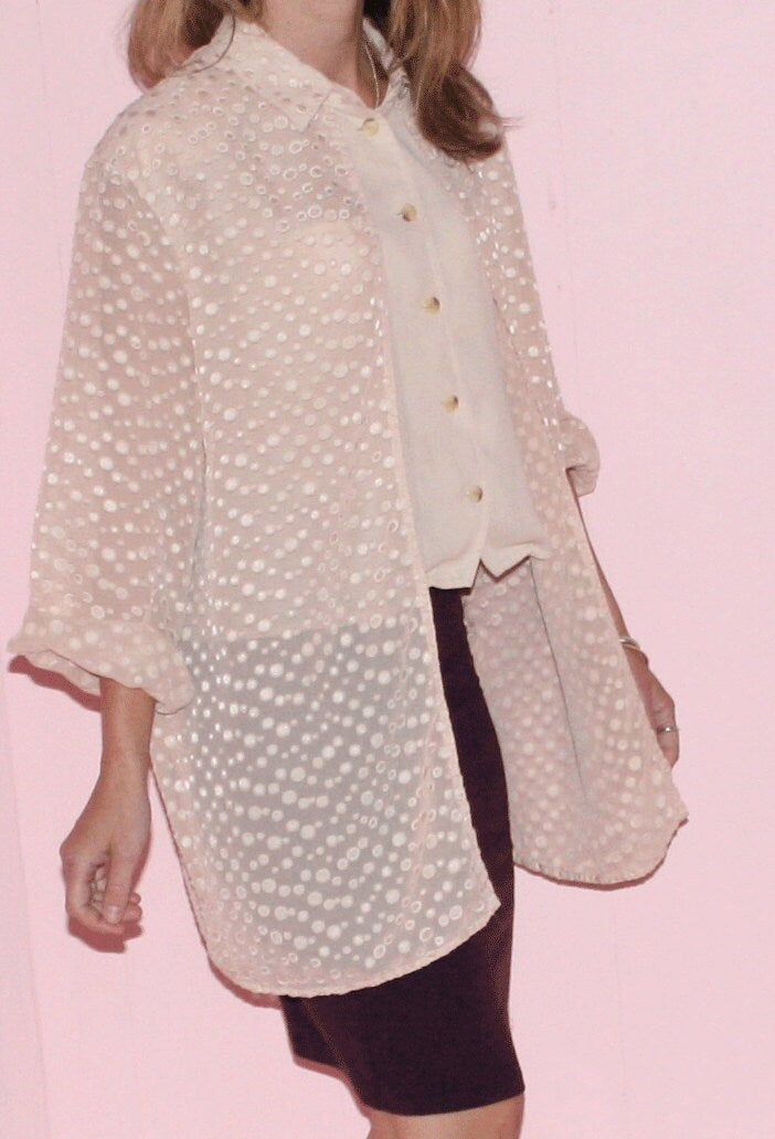 Polka Dot Blouse/Chiffon/1990s/Small