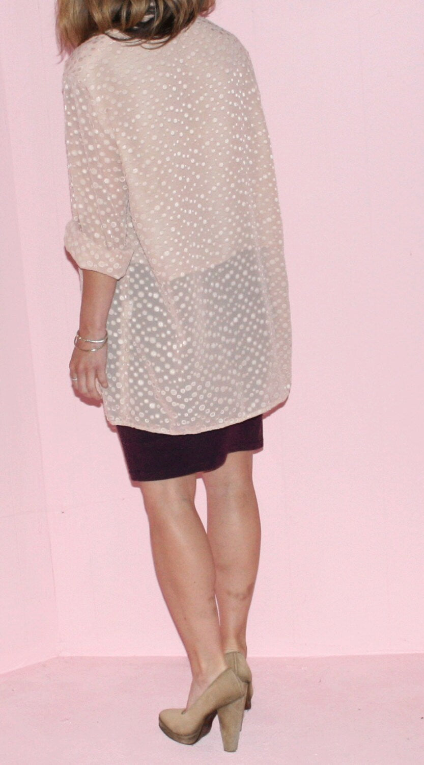Polka Dot Blouse/Chiffon/1990s/Small