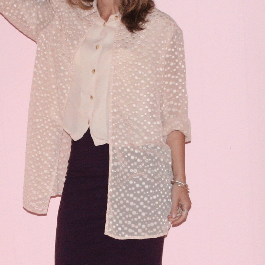 Polka Dot Blouse/Chiffon/1990s/Small