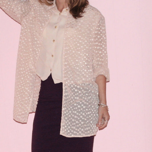Polka Dot Blouse/Chiffon/1990s/Small