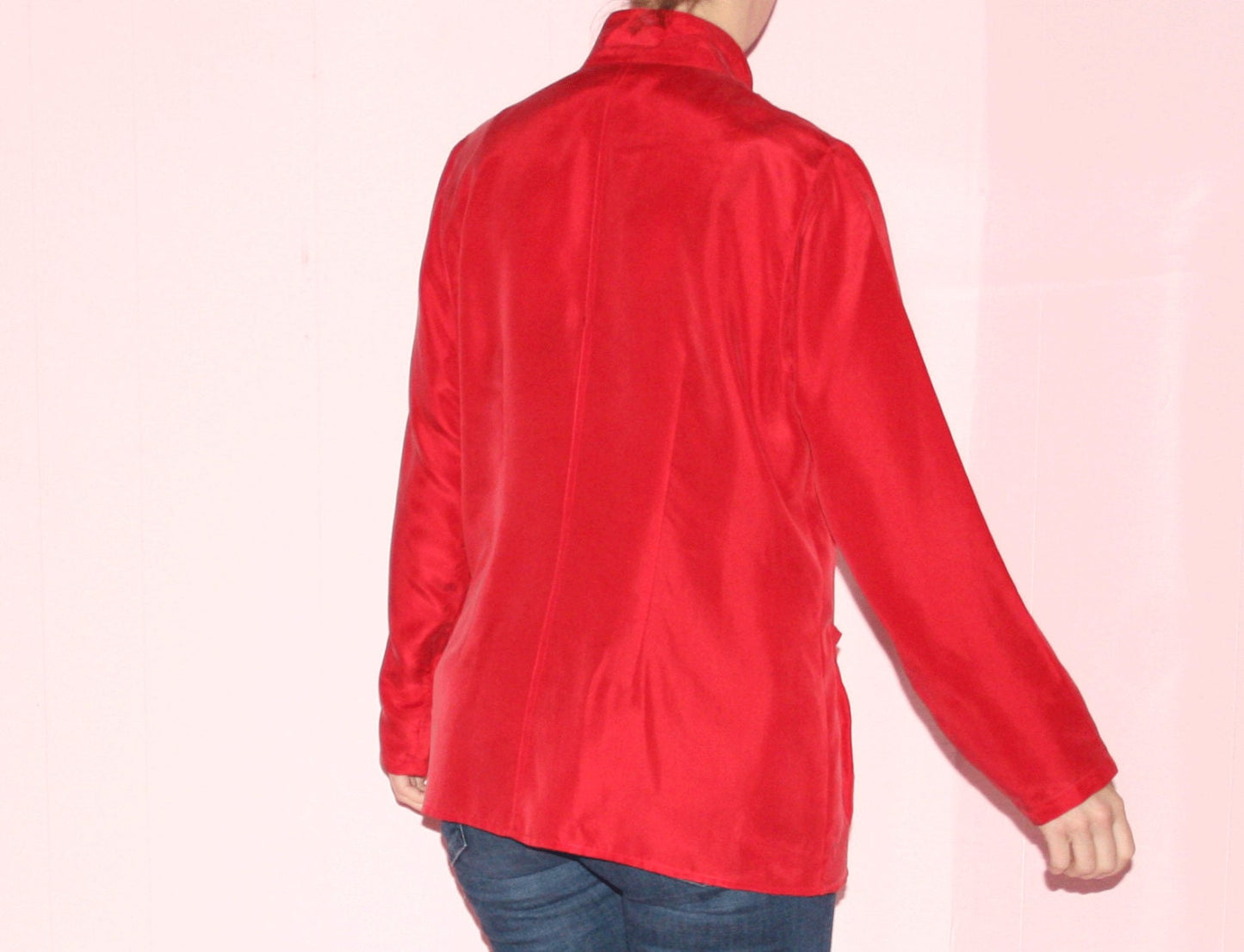 Red Jacket/Kimono/Silk/Medium
