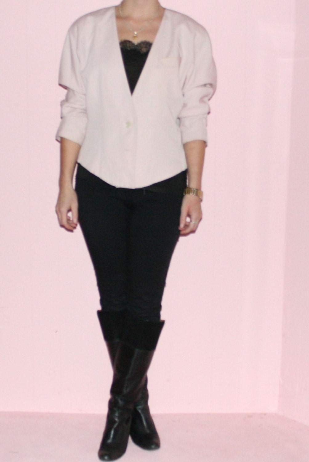 Pink Jacket/ Cropped Bazer/ Small